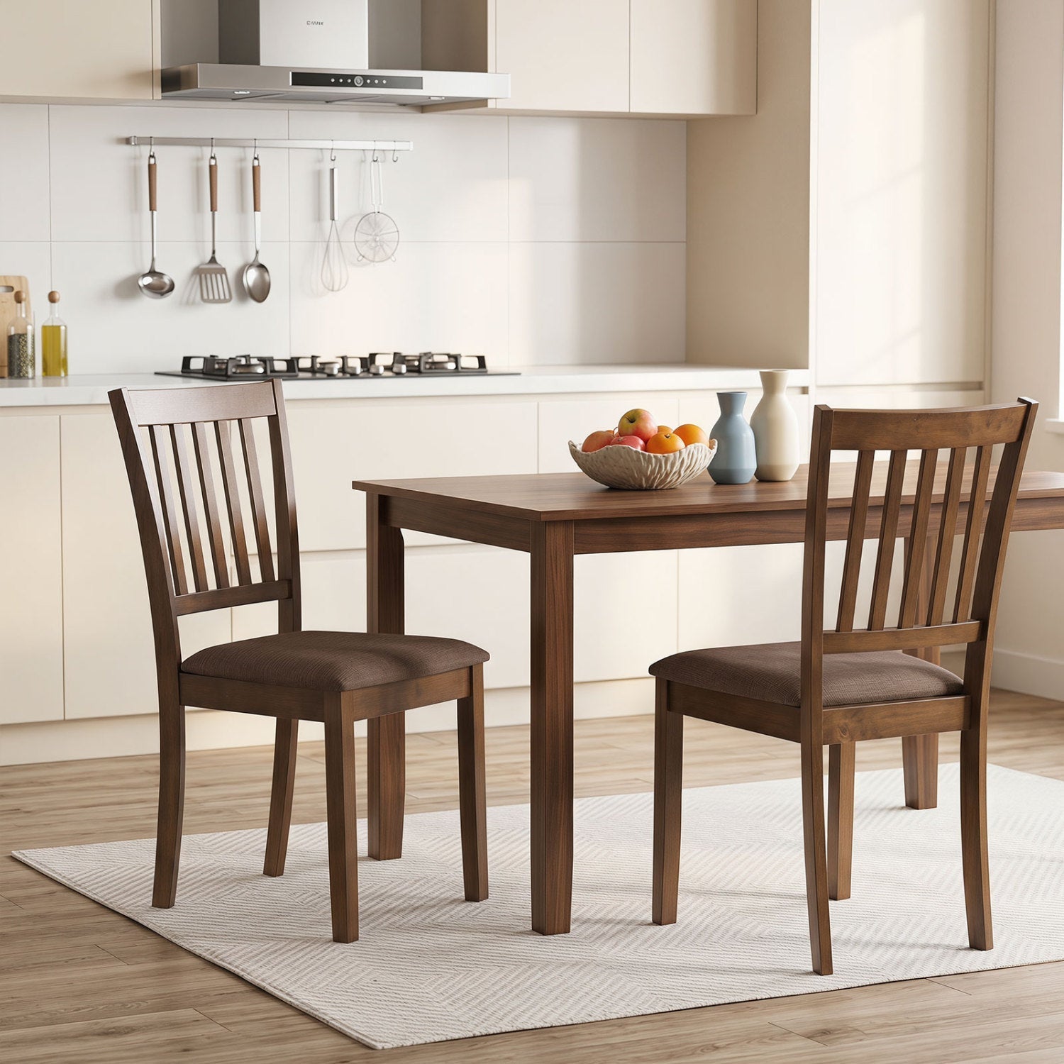 Upholstered Dining Chairs Set of 4 with Rubber Wood Frame