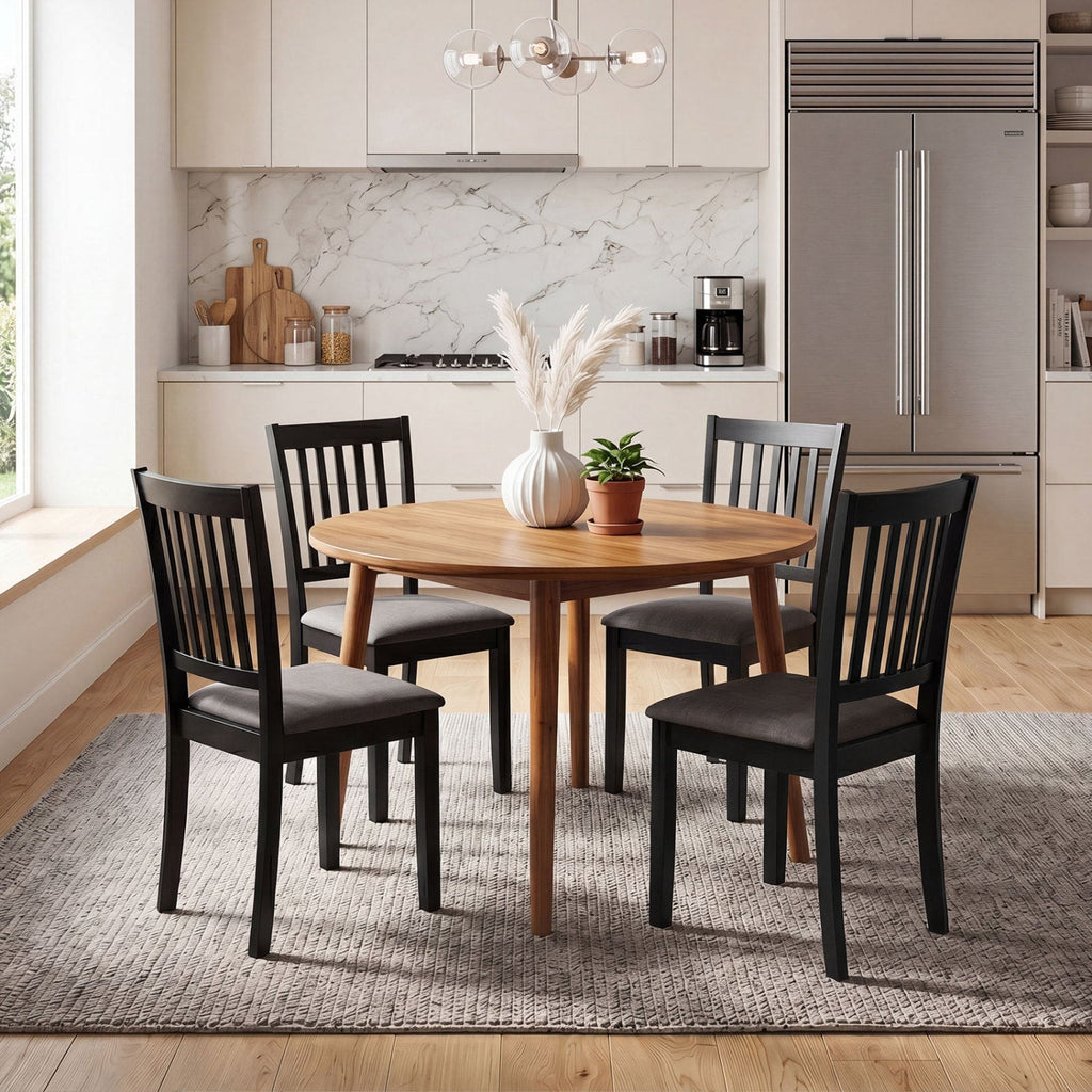 Upholstered Dining Chairs Set of 4 with Rubber Wood Frame