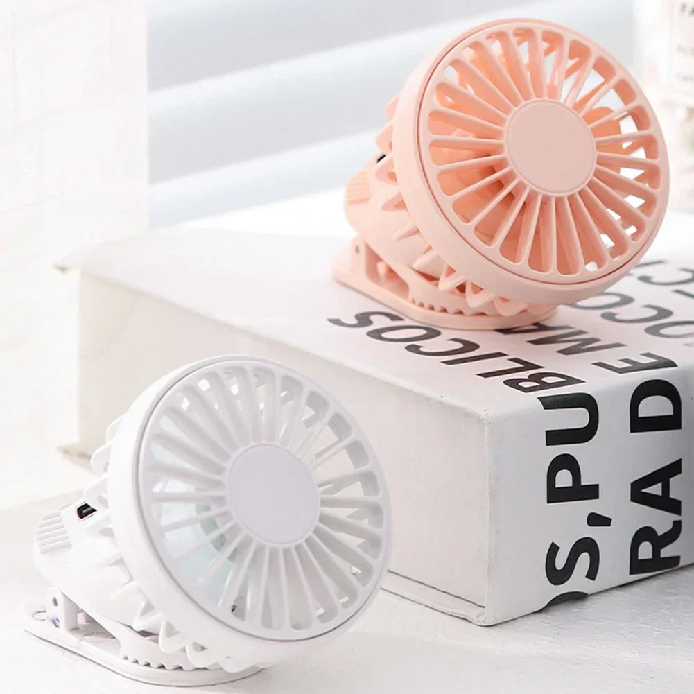 Solar Powered Portable Clip-On Fan Mini Fan Low Noise 3 Adjustable Wind Speeds USB Charging Multi-Functional Clip-On Fan