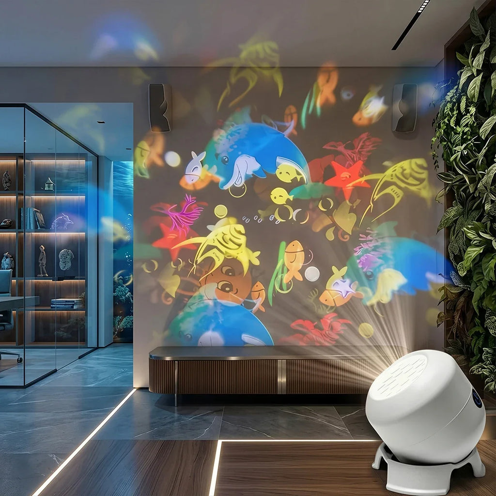 Ocean Projector LED Night Light 360° Rotating Projector Light USB Powered Dynamic Atmosphere Lamp for Living Room Bedroom Gifts