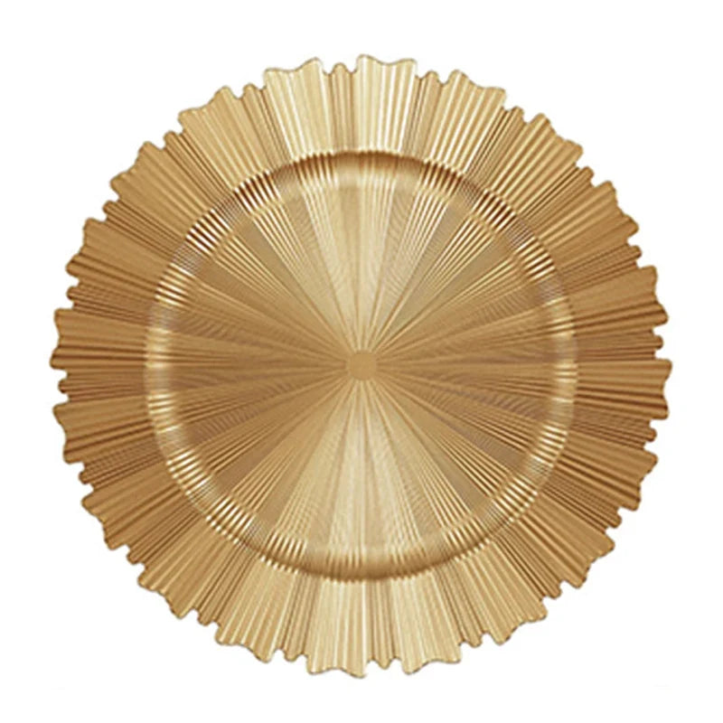 100/50/30/20/10 Pack Gold Charger Plates Luxury Set for Wedding Table Dinner Birthday Party Reception Banquet Holiday Home Decor