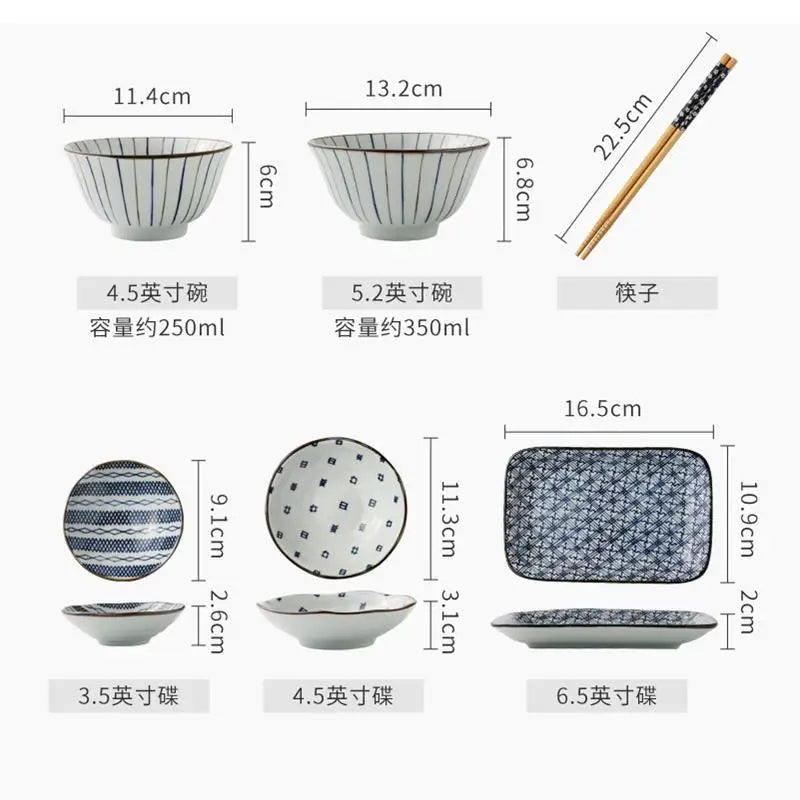 Japanese Retro Dinner Set Plates and Dishes Ceramics Bowl One Meal Dinnerware Home Sets Exquisite Gift Box