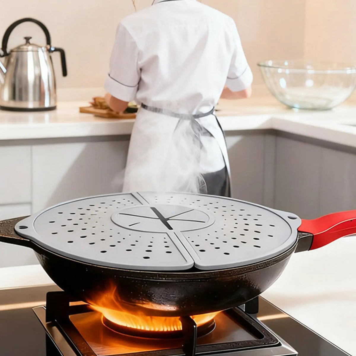 Silicone Splash Guard for Frying Pan Foldable Bacon Cooking Oil Splash Cover Splatter Guards for Home Kitchen Cooking
