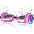 Commugo Electric Scooter All Terrain Self-Balancing Scooter with Bluetooth Speaker and LED Lights, 300W X 2 Hoverboard 7.5mph for kids adults