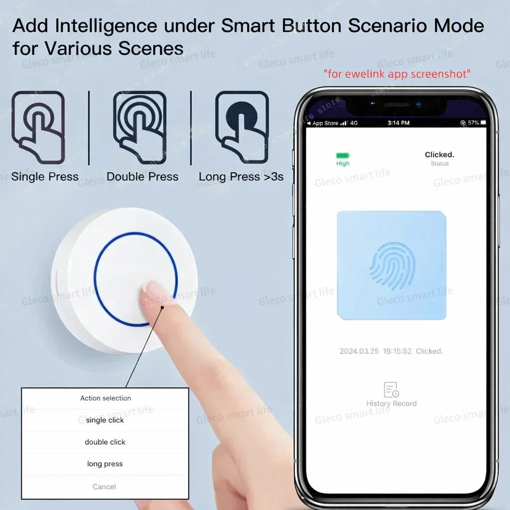 Zigbee Smart Push Button Wireless Scene Switch Home Automation Scenario Controller Battery Powered Work With Zigbee2MQTT Ewelink