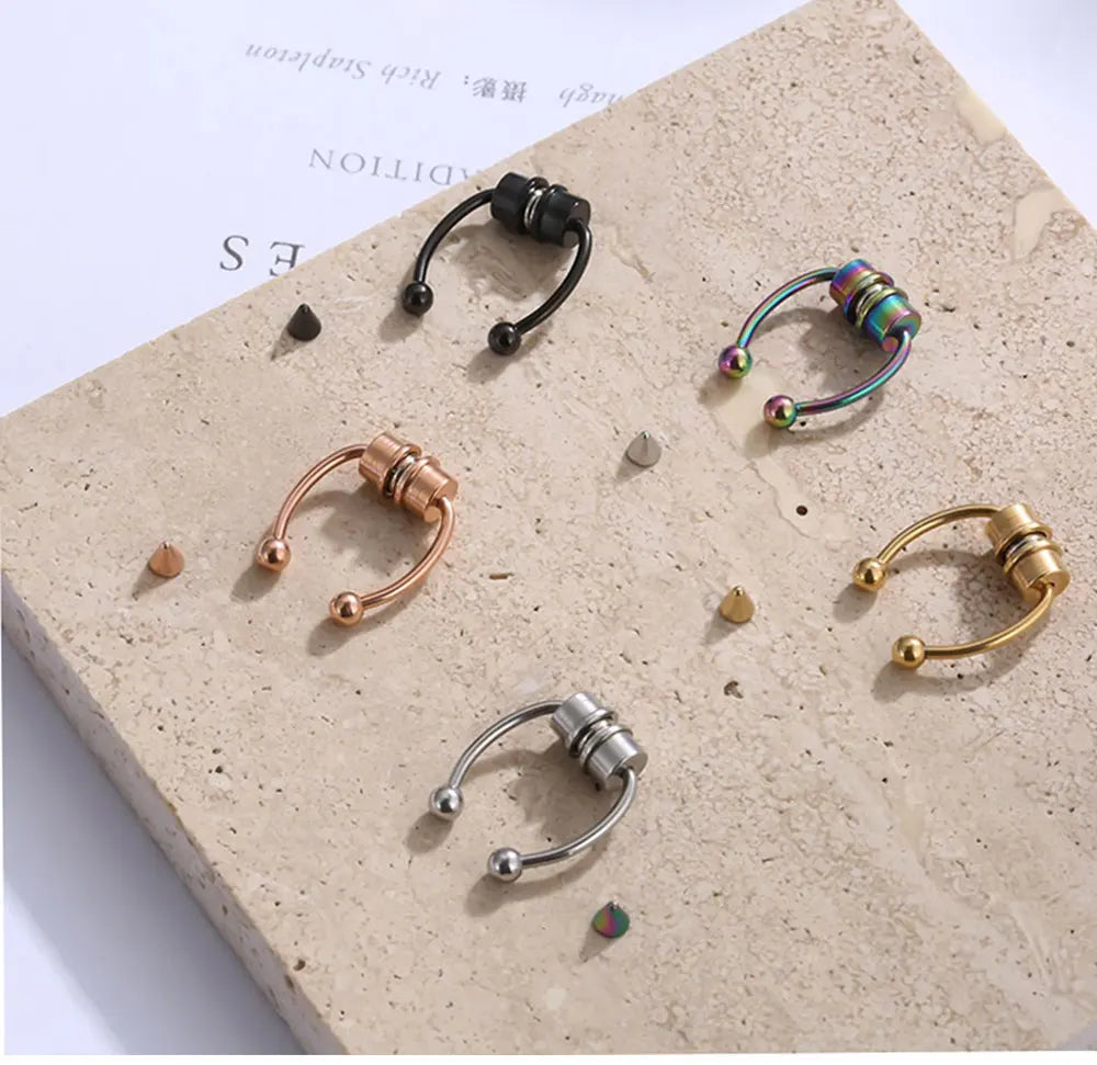 1/4Pcs Women Fake Piercing Nose Ring Hoop Septum Piercing Nose Clip Rock HipHoop Stainless Steel Magnet Fashion Body Jewelry