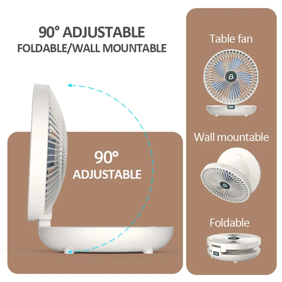 2024 the Most Popular 2IN1 Portable Fan Air Conditioner Wall Mounted Fan Rechargeable Folding Fan With 3 Gears for Home Office