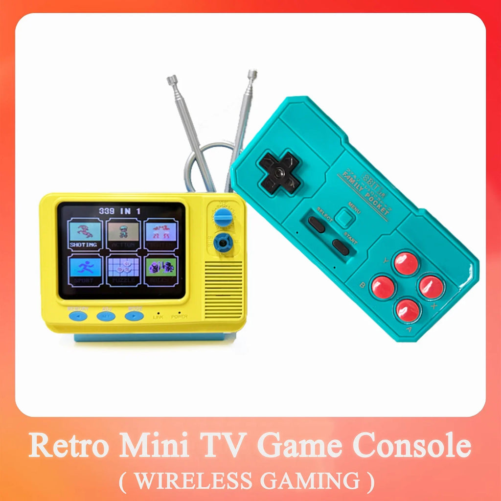 Retro Mini TV Game Console with Wireless Controller Built-in 168 Classic Games Handheld Game Player Support AV Output for Kids