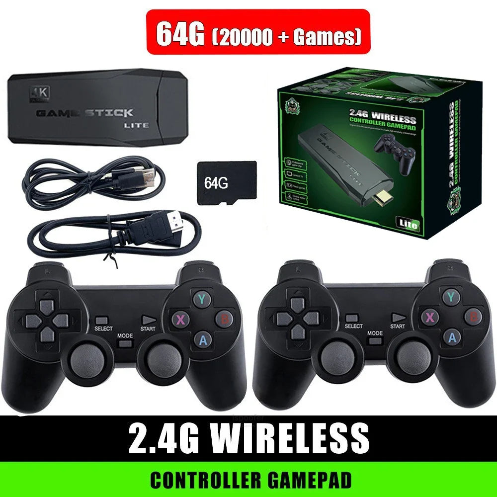 Retro Game Console with 20000 Games – Plug-and-Play TV Game Stick with 2 Wireless Controllers