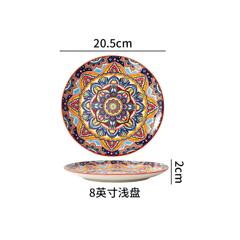 Ceramic Tableware Set Rice Bowl Serving Plate Creative Cutlery Soup Plate Noodle Handle Bowl Sauce Dish Steak Salad Fruit Plate