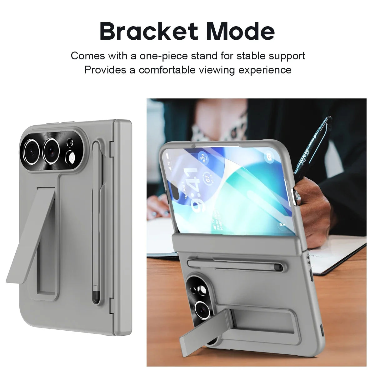 iPhone Duo Fold Bracket Phone Case With S Pen Hinge Protection Flim Glass Screen