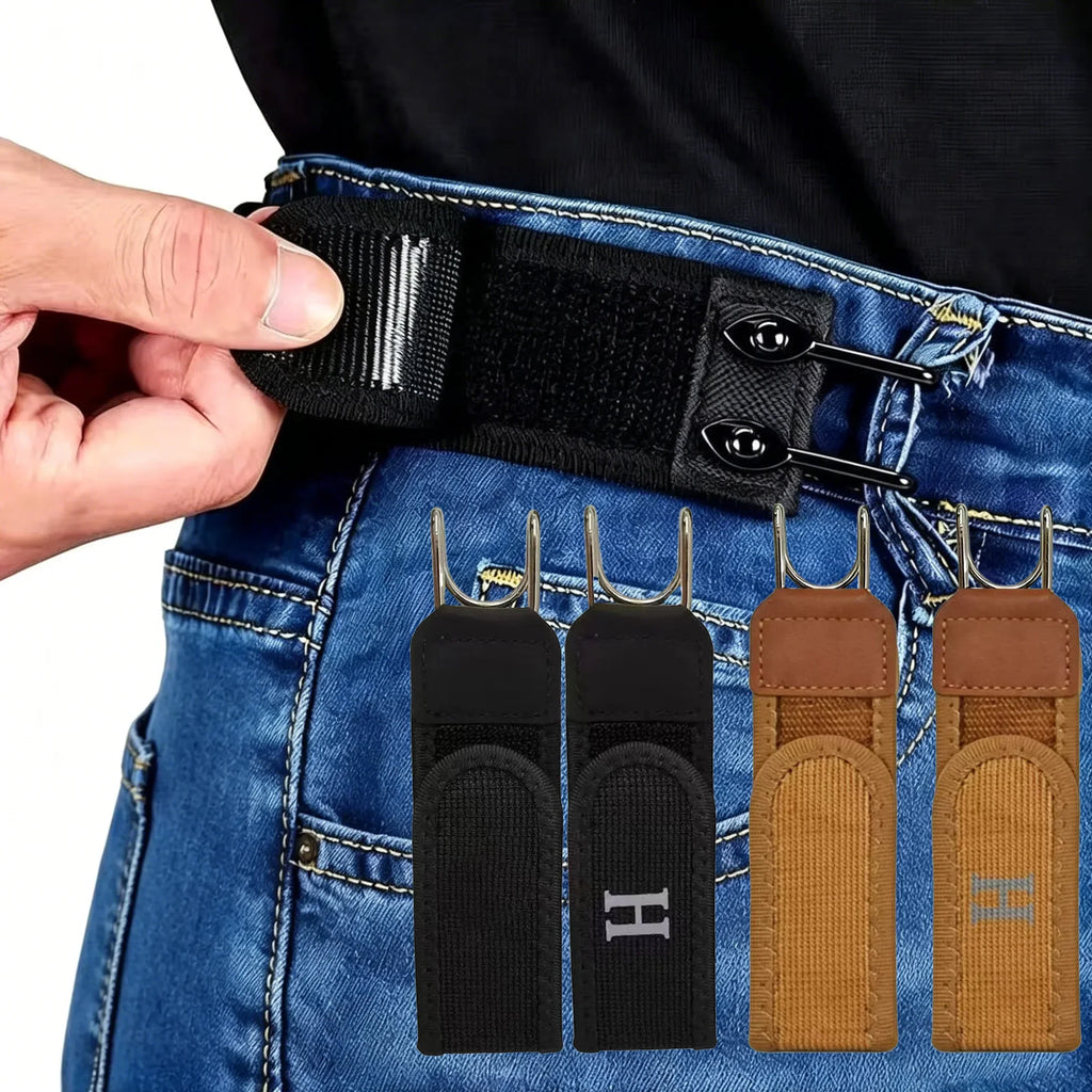 Adjustable Elastic Waistband Buckle with Magic Tape & Metal Hooks