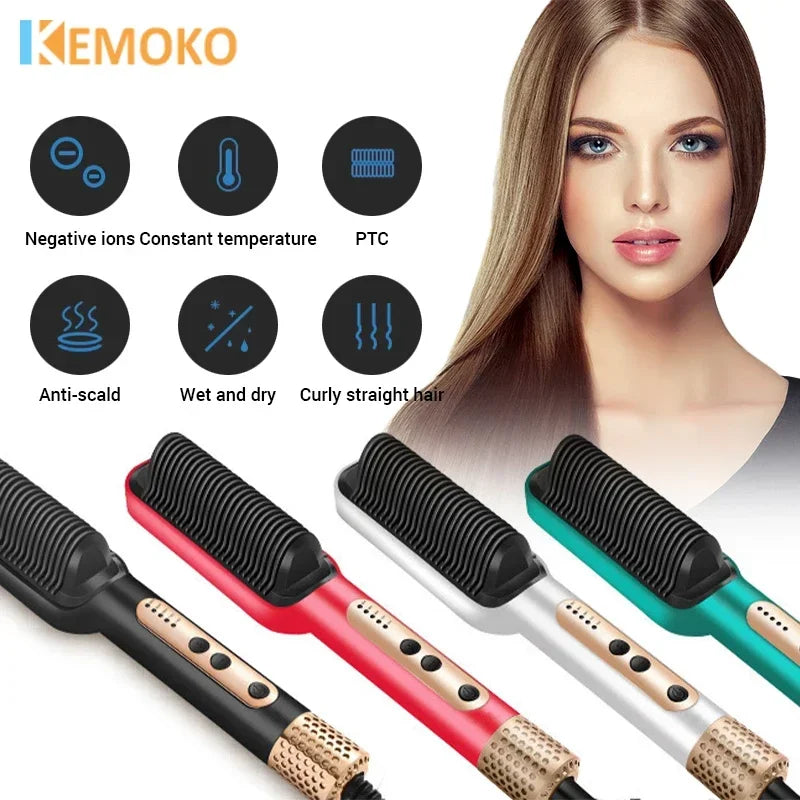Professional Negative Ion Hair Straightener Hot Sale Mini Hair Straightener Hot Comb Customized Hairs Styling Tools Hairs Brush