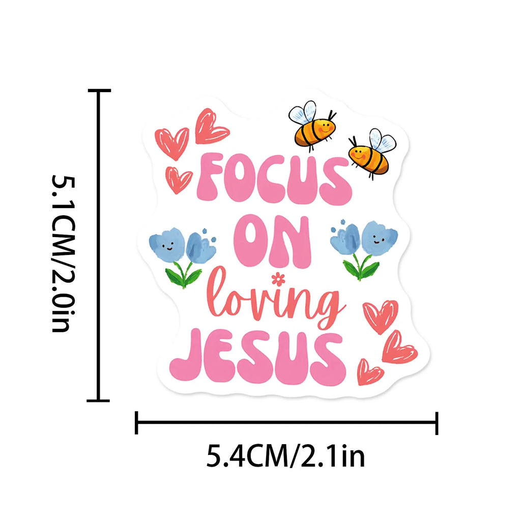 50Pcs  Jesus Phrase Sticker Pack-Graffiti with Biblical Motivational Quotes, Waterproof Decor Stickers