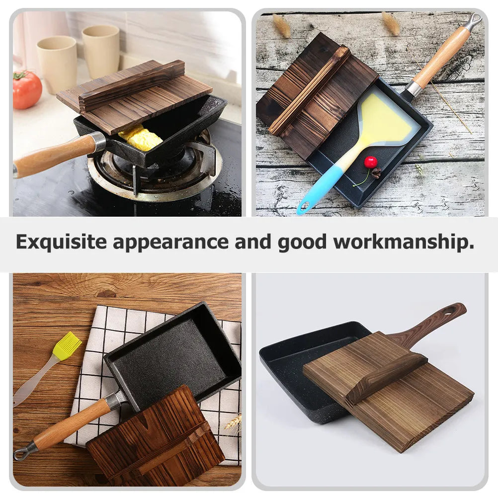 Premium Wooden Pan Lid for Tamagoyaki Pancake Frying Skillet Nonstick Flat Bottom Cookware Anti Splashing Cover Kitchen Gadget