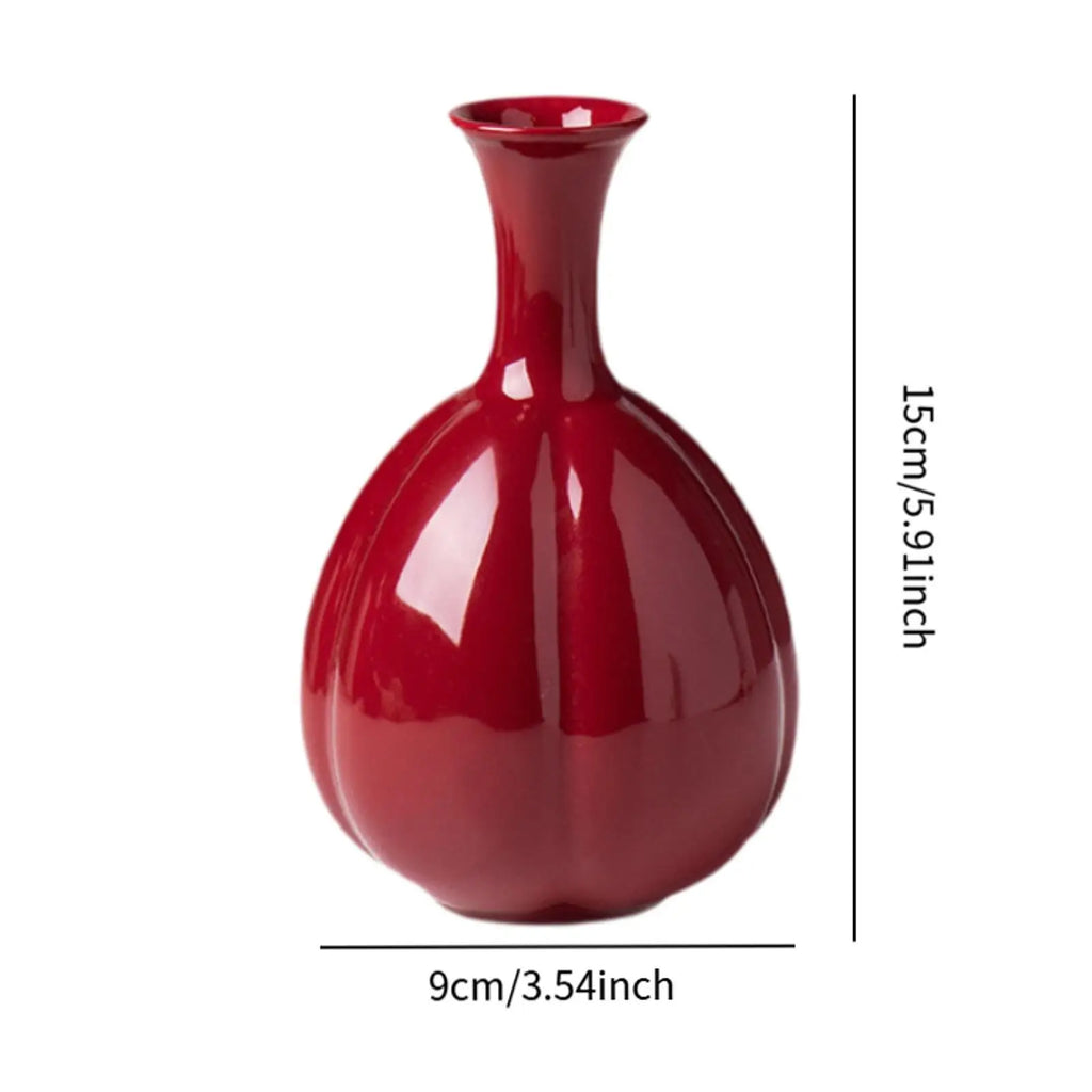 Red Ceramic Vase Decorative Vases Creative Flower Vases for Entrance Bookshelf Farmhouse Ceramic Red Vase Creative Living Room