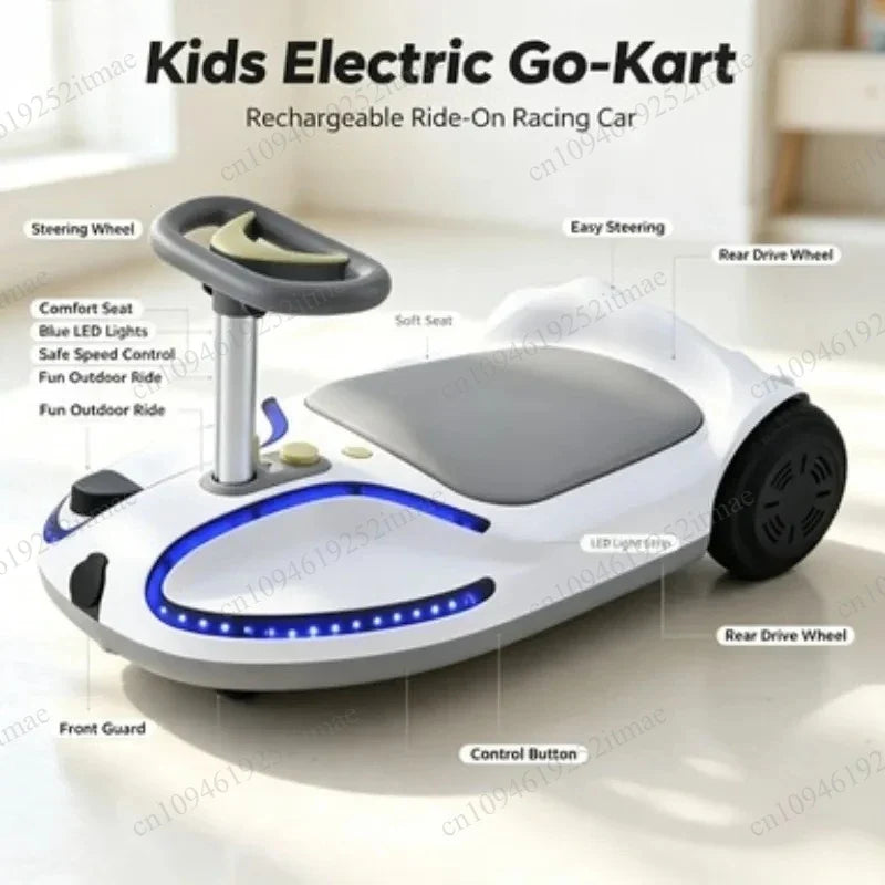Portable Rechargeable Electric Hover Kart, Anti‑Rollover Ride‑On Scooter for Kids & Adults Outdoor Entertainment