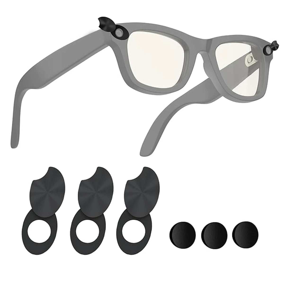 Smart Glasses LED Light Blocking Stickers Fit for Meta Sliding Reusable Adhesive Eyeglass Camera Cover Black