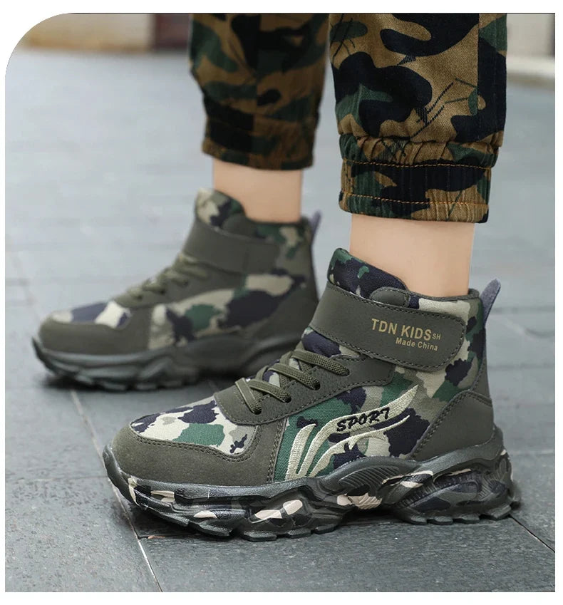 Kids Winter Snow Boots, Plush Camouflage, Warm Anti-Slip