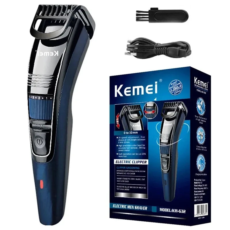 Kemei 632 0.5-10mm Adjustable Beard Hair Trimmer for Men Face Hair Cutting Machine Rechargeable Mustache Stubble Hair Clipper