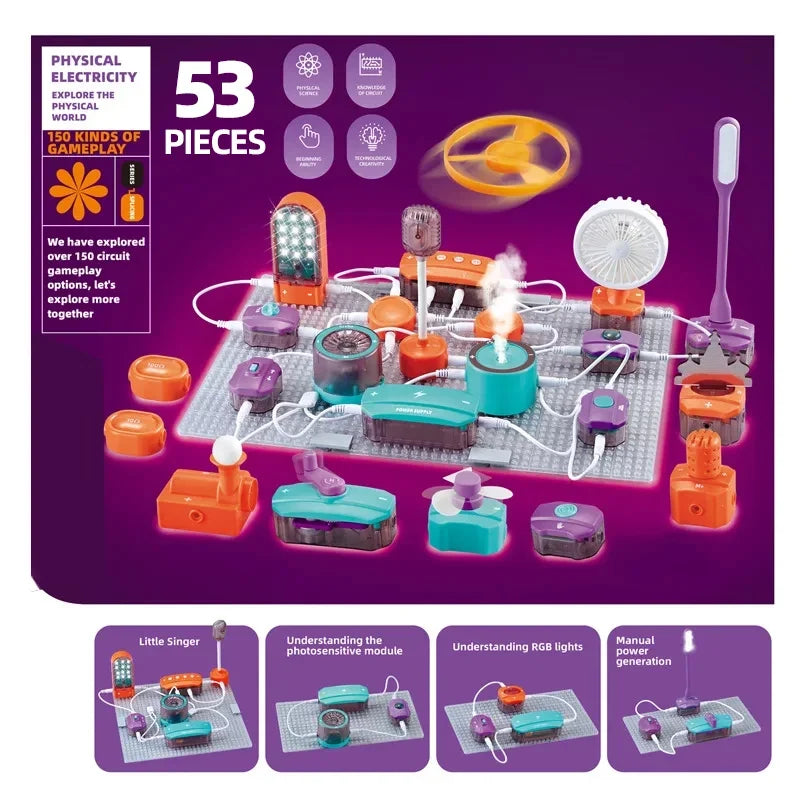 Kids DIY Science Circuit Building Kit 150+ Physics Experiment Projects Electronic Circuit Board Educational Toy Gift For Student