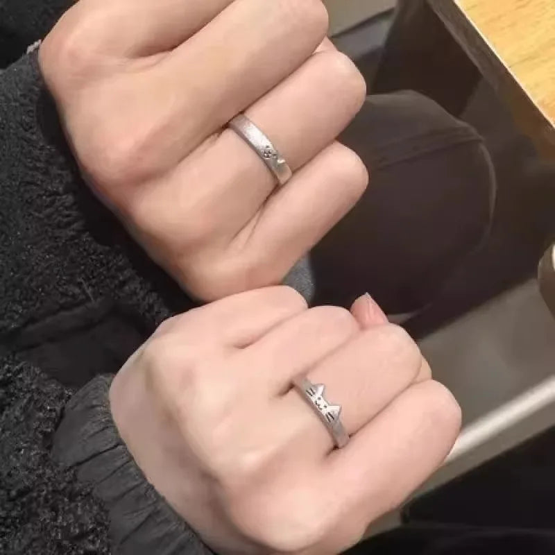 2pcs Kawaii Cat Dog Animal Couple Ring for Women Men 2026 Fashion Size Adjust Lover Rings Valentine's Day Party Jewelry Gifts