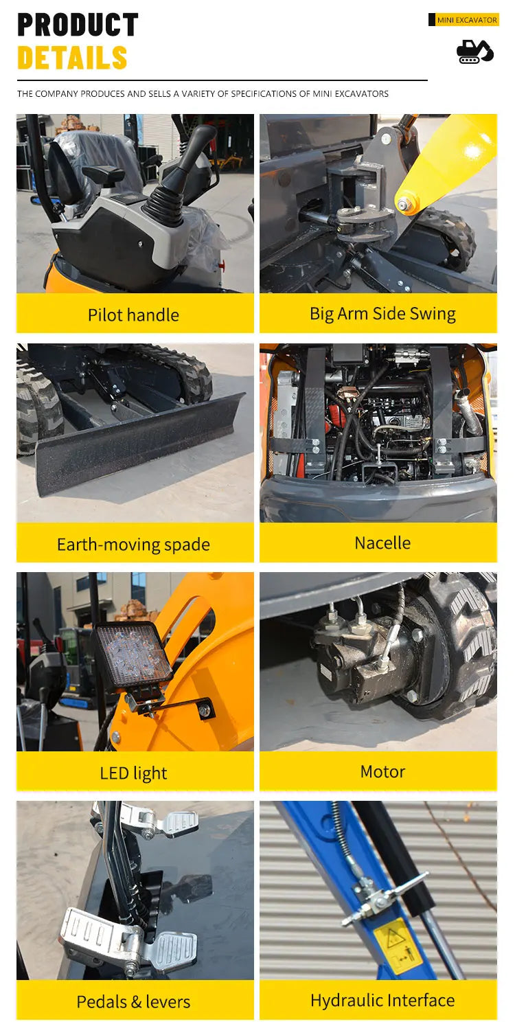 Mini Excavator – Compact Crawler Digger with Custom Color Options