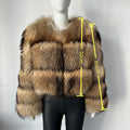 BEIZIRU Women's Real Raccoon Fur Coat Winter Long Sleeve Hooded Jacket with Turndown Collar Natural Luxury Thick Top