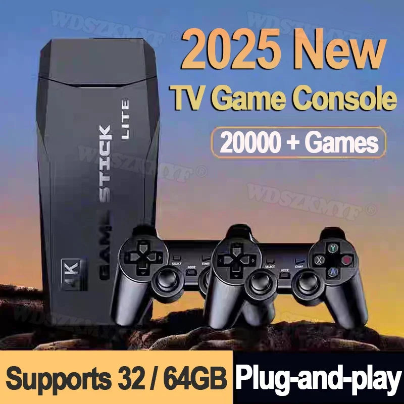 Retro Game Console with 20000 Games – Plug-and-Play TV Game Stick with 2 Wireless Controllers