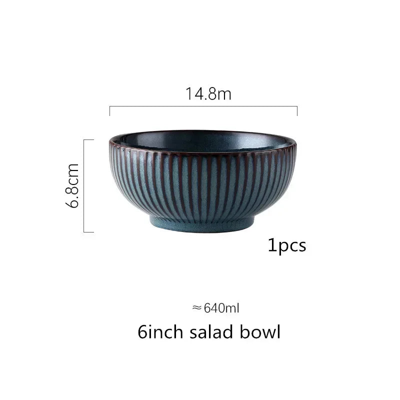 Blue kiln glaze tableware, ceramic rice salad, plate, plate, fish plate, tableware dinner set plates and dishes