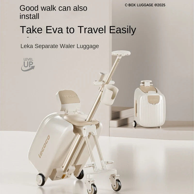 2025 New suitcase for children can Sit 20 inch carrier Ride on Luggage 2-in-1 Detachable Trolley Pushchair Travel Suitcase
