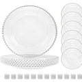 13 Inch Gold Beaded Clear Charger Plates Luxury Set for Wedding Table Dinner Birthday Party Reception Banquet Holiday Home Decor