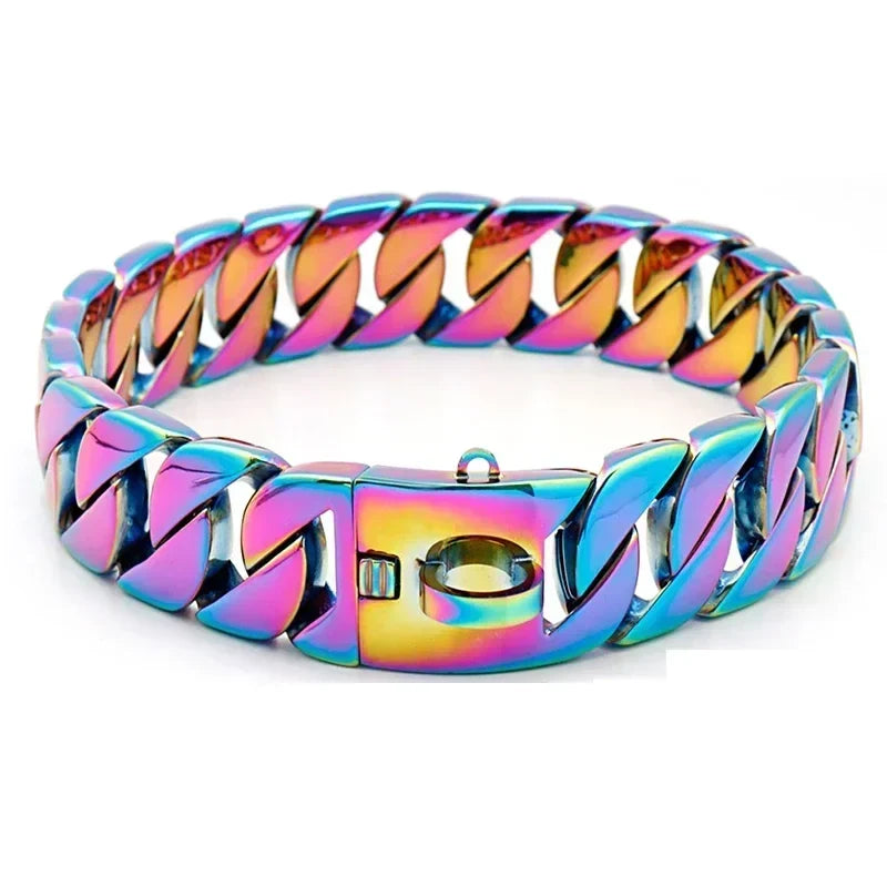 32MM Wide Strong Metal Dog Chain Collars Stainless Steel Dog Choker Pitbull Gold Dog Necklace For Large Dogs