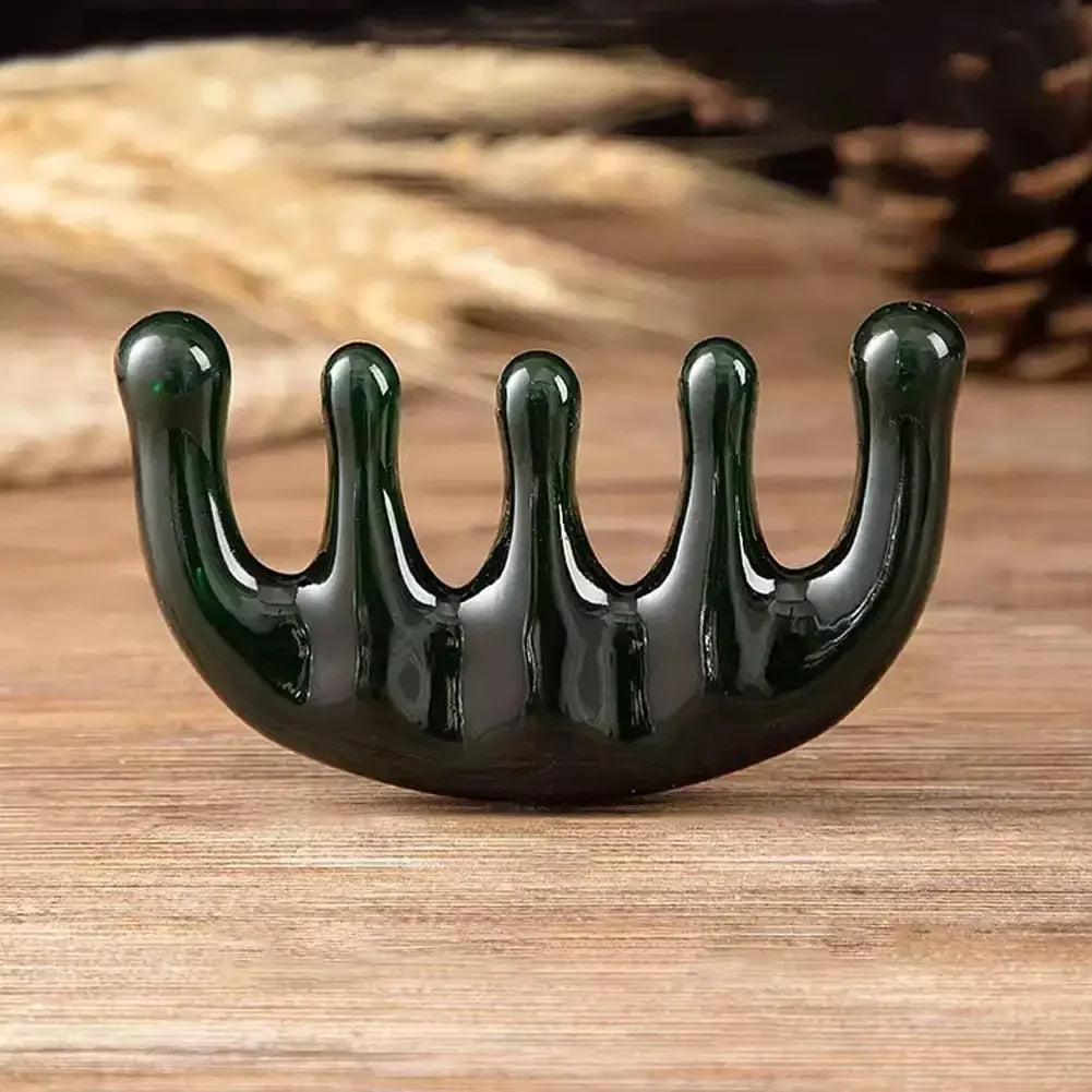 Cow Bone Meridian Comb  Portable Massage Five Finger Comb Scalp Massager Scalp Health Care Cattle Horn Comb