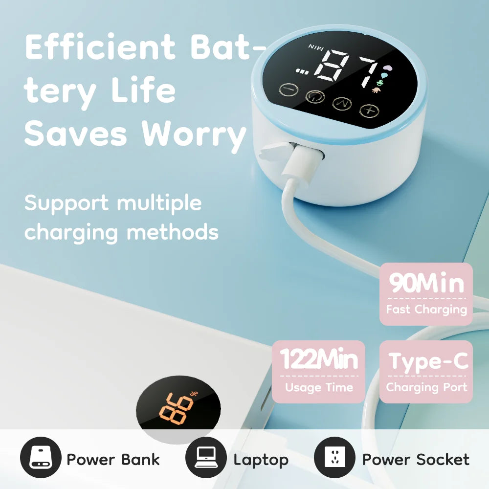 MAMIJOY 2PCS Wearable Electric Breast Pumps 4 Modes＆12 Levels Hands Free Breast Pump 40dB Low Noise Free 19/24mm Flange DEB26D