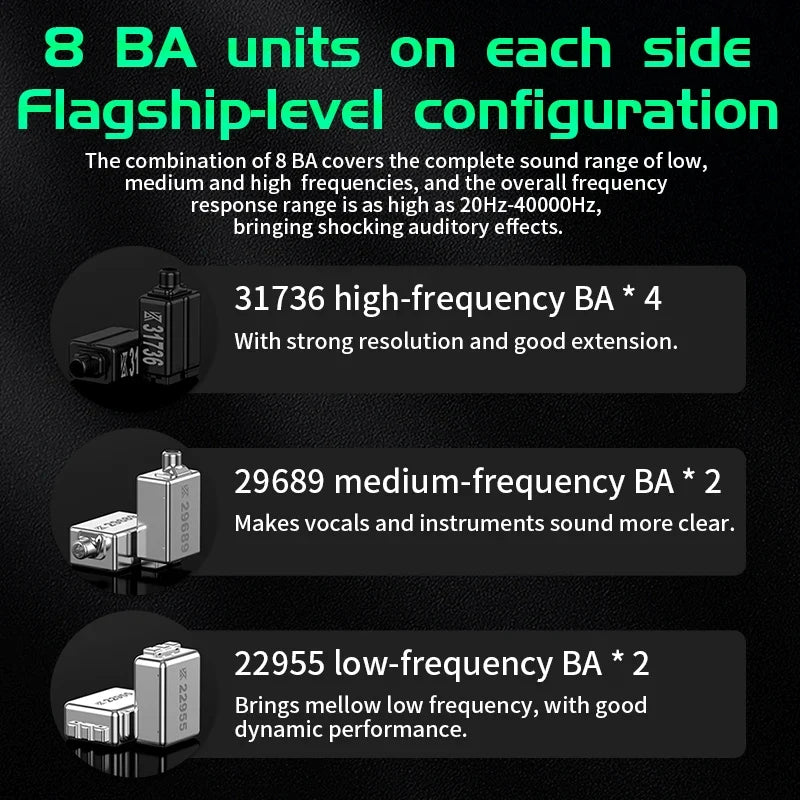 KZ AS16 Pro In Ear Wired Earphones 16BA Balanced Armature HIFI Bass Monitor Headphones  Noise Cancelling Earbuds Sport Headset