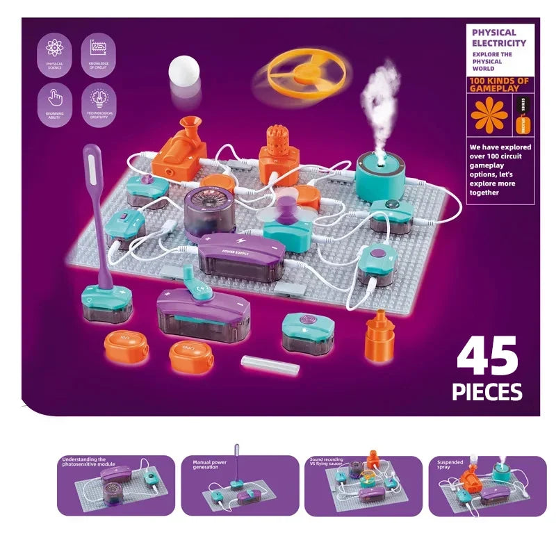 Kids DIY Science Circuit Building Kit 150+ Physics Experiment Projects Electronic Circuit Board Educational Toy Gift For Student