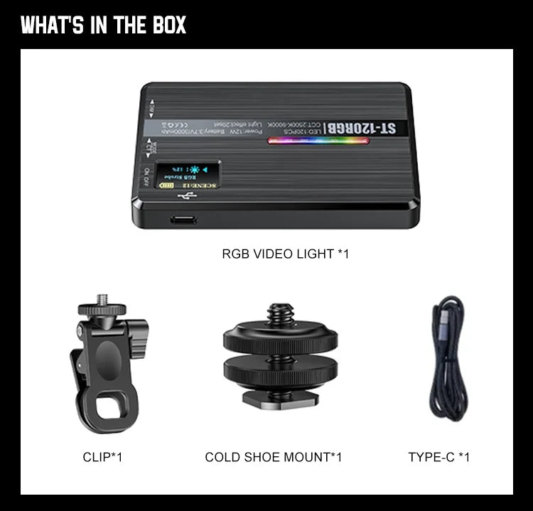 ST120 RGB Full Color Video Light 2500-9000K Fill Light for Camera Smartphone Photography Video Live Streaming Tiktok YT