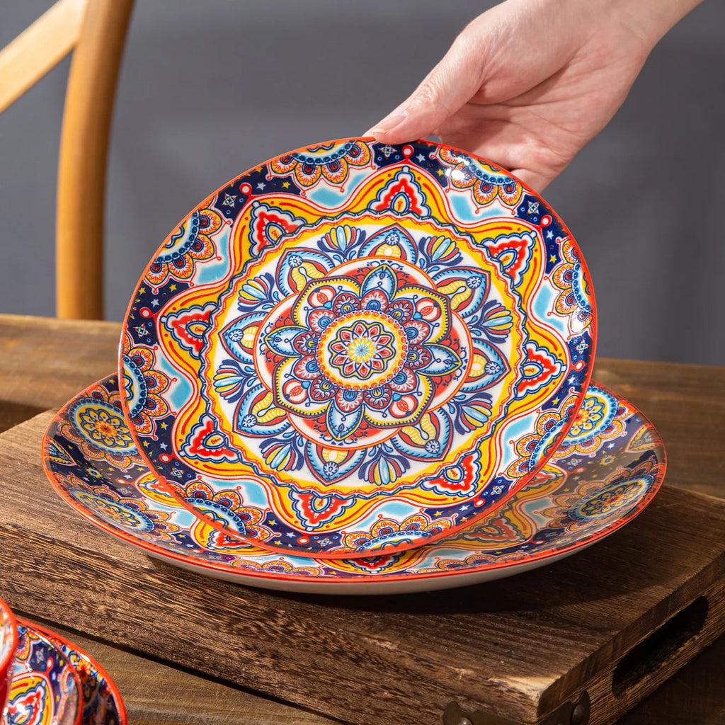 Ceramic Tableware Set Rice Bowl Serving Plate Creative Cutlery Soup Plate Noodle Handle Bowl Sauce Dish Steak Salad Fruit Plate