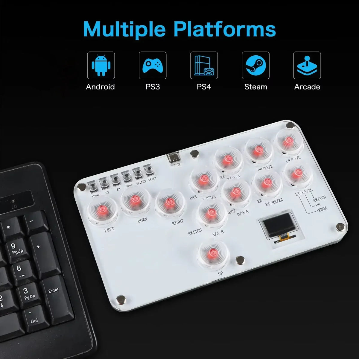 Arcade Hitbox Controller Fight Stick Joystick Hitbox Controller RGB Keyboard For XBox/PS4/PS5/Switch/Steam Arcade Fighting