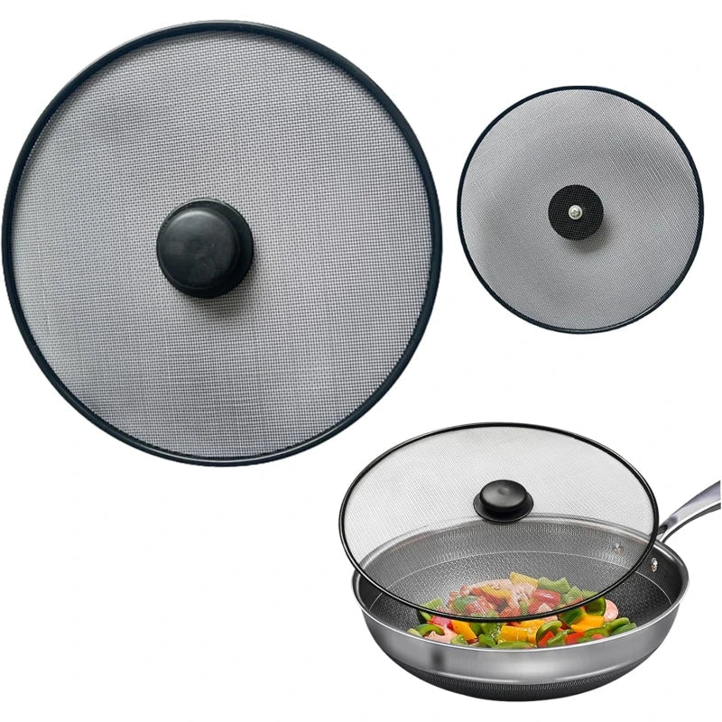 3Pcs 7.4+8.3+9.8in Splatter Guard Screens Mesh Grease Splatter Lid, Oil Proof Pan Cover Kitchen Cooking Accessories