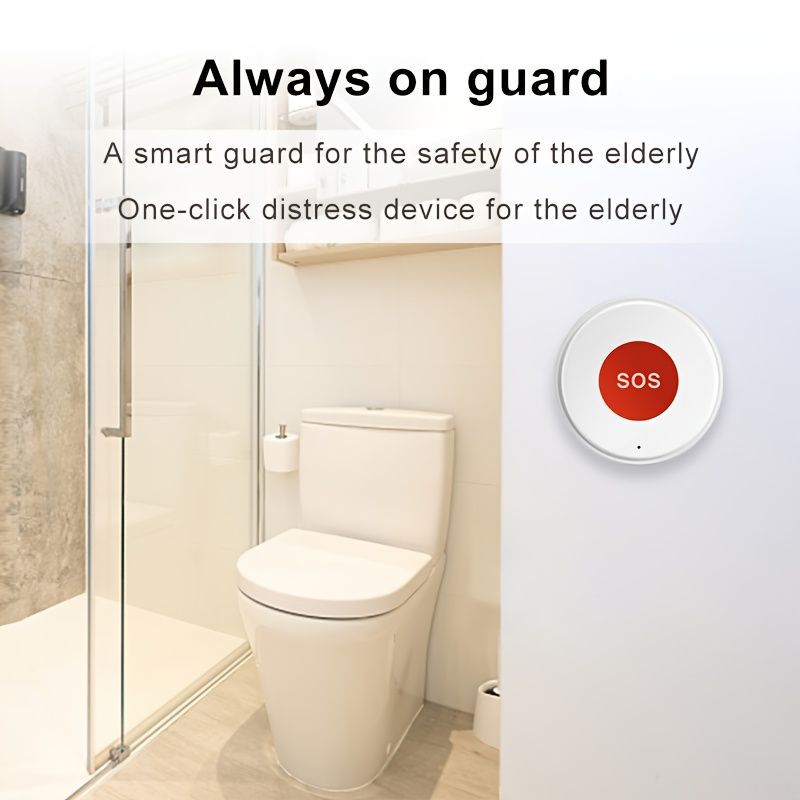 elderly emergency button, SOS medical alarm, wireless emergency system, remote notification, one-click call, senior safety device, care alert button, fall detection alternative, GPS medical alert, personal emergency response system - White - Size 2PCS