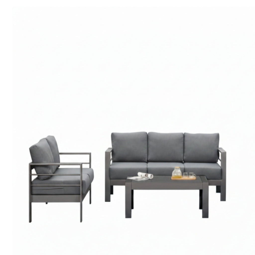 3-Piece Modern Aluminum Patio Conversation Set