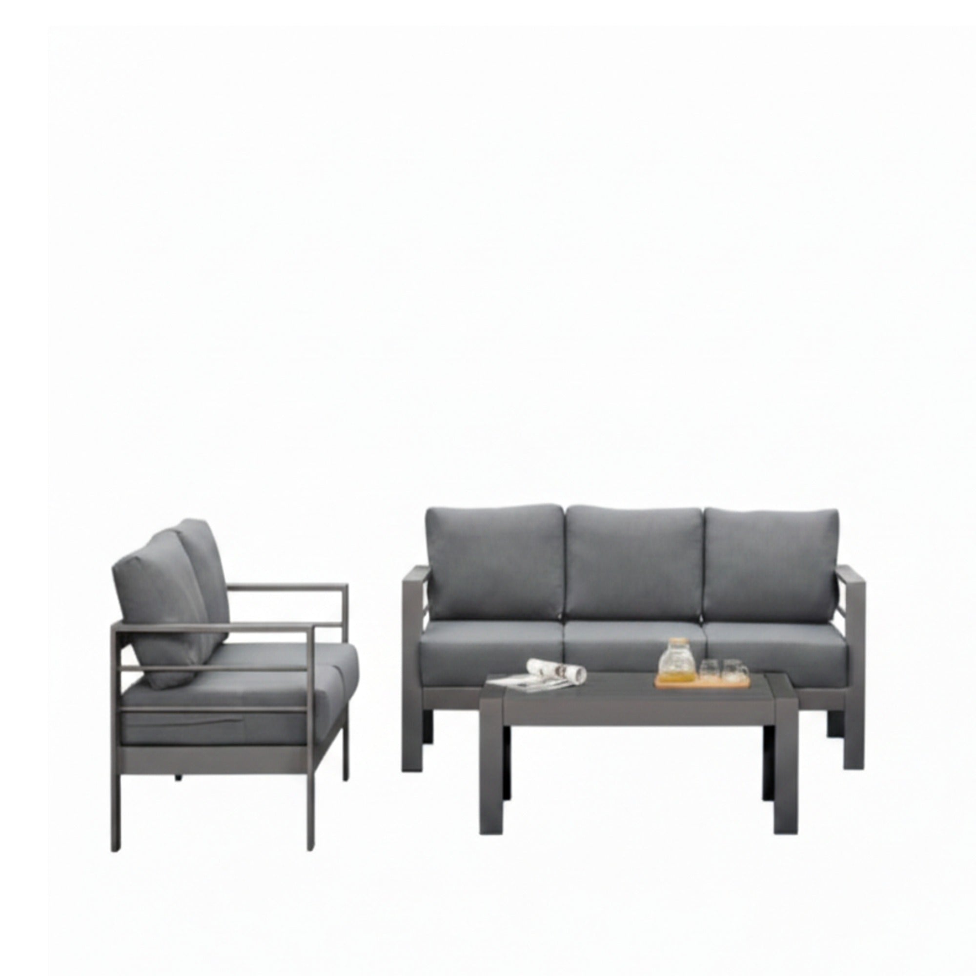 3-Piece Modern Aluminum Patio Conversation Set