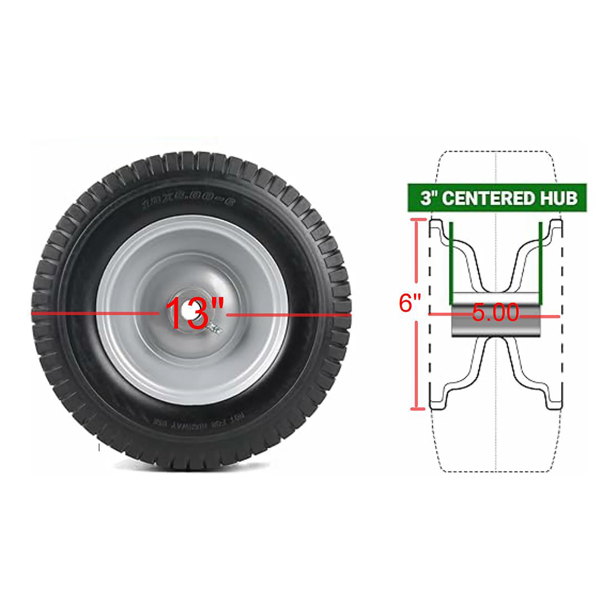 (4-Pack) 13x5.00-6 Flat Free Tire and Wheel Assemblies