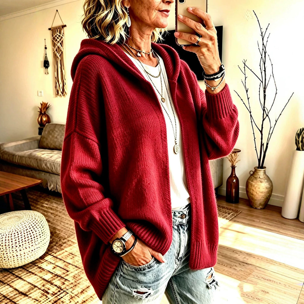 New Fallwinter Long-sleeve Hooded Knitted Cardigan Sweater Jacket For Women
