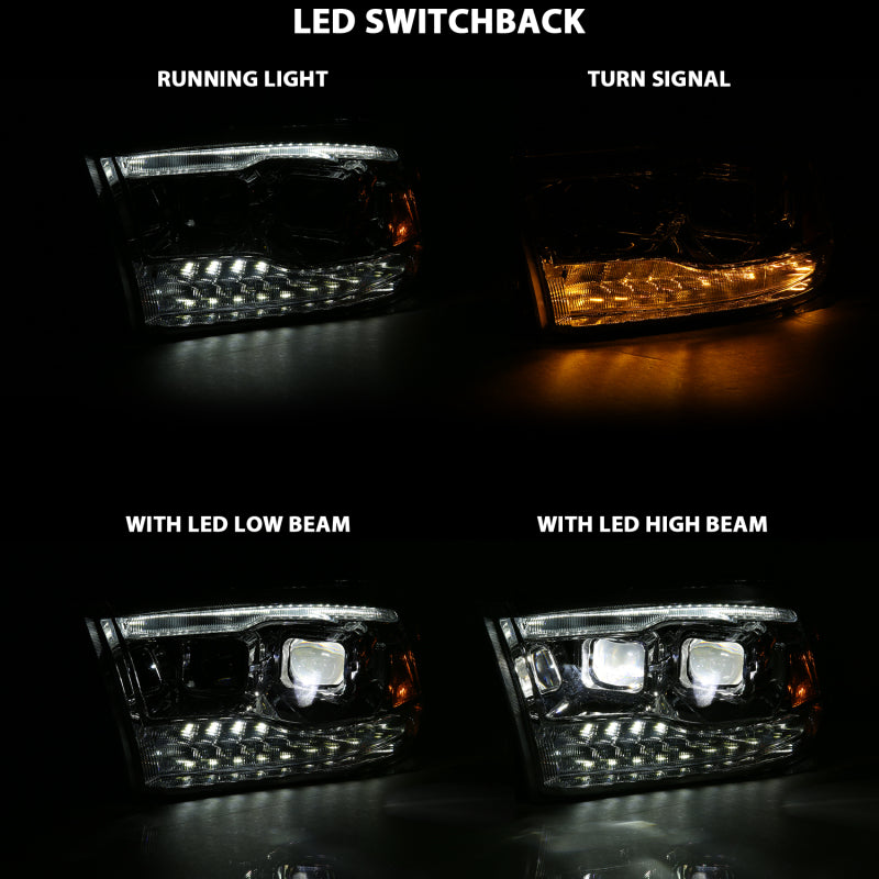 ANZO 2009-2018 Dodge Ram 1500 Led Projector Plank Style Switchback H.L Halo Chrome Amber (OE Style) 111465