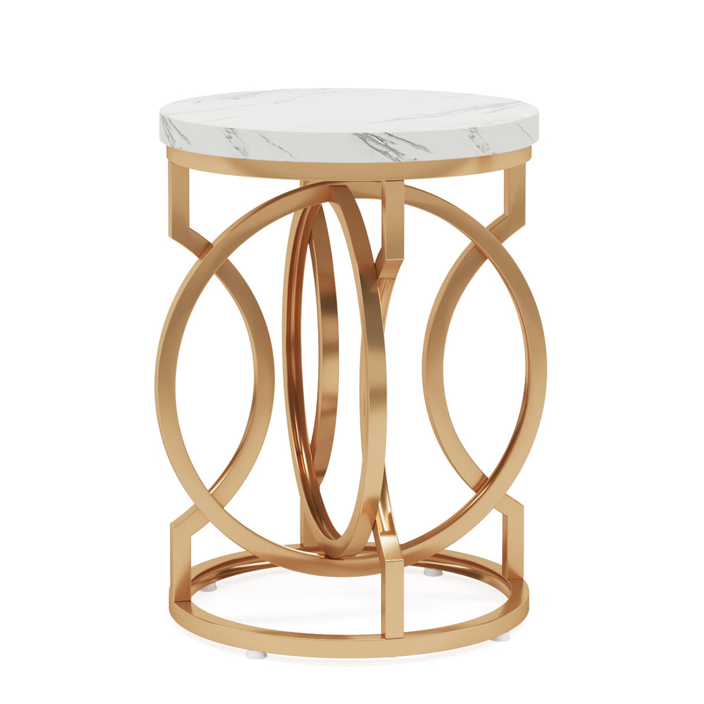 20” Round End Table with Faux Marble Top