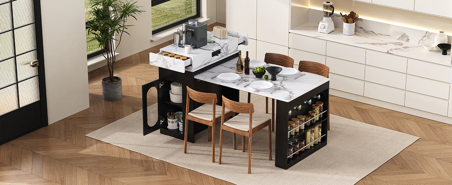 TREXM Extendable Dining Table with Folding Tabletop