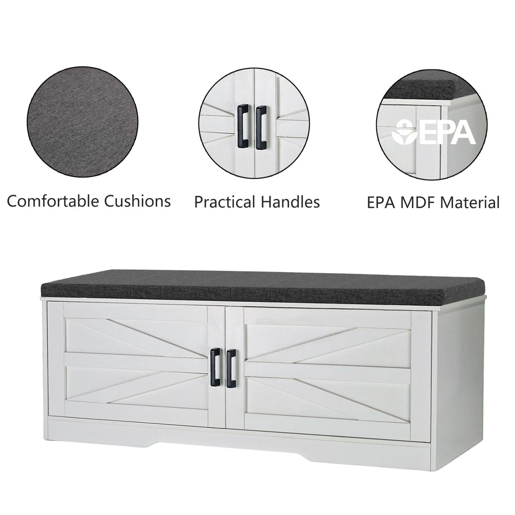 2-Tier Storage Bench with Padded Seat Cushion